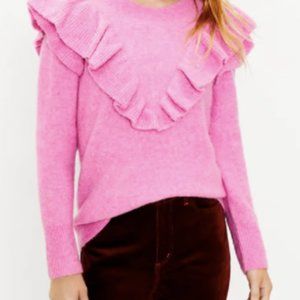 Loft Ruffle Yoke Sweater in Blooming Azalea